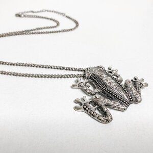 Silver Frog Rhinestone Necklace
